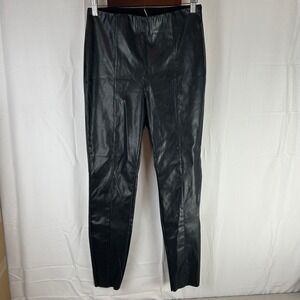 H&M Faux Leather High‎ Waisted Leggings Black Pants Women's Size 10